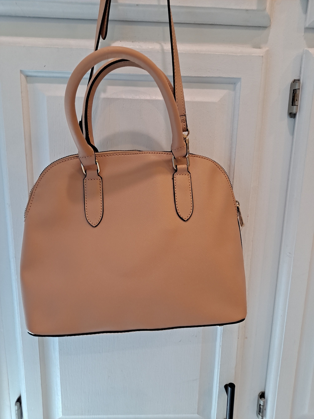 Trina Turk Tan Saffiano PVC Dome Satchel Crossbody W/Cardholder - Picture 8 of 16